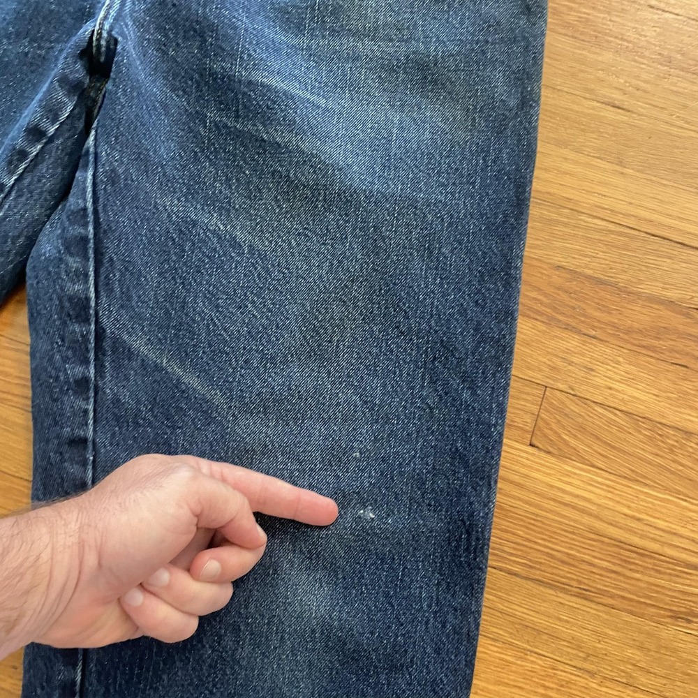 Dickies Jeans Mens 38x34 Blue Denim Straight Leg Workwear 5 Pocket Zip Fly Faded - Picture 4 of 15